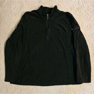 Y2K Cheetah Womens XL Black Fleece Pullover 1/4 Zip Long Sleeve Top Arm Pocket